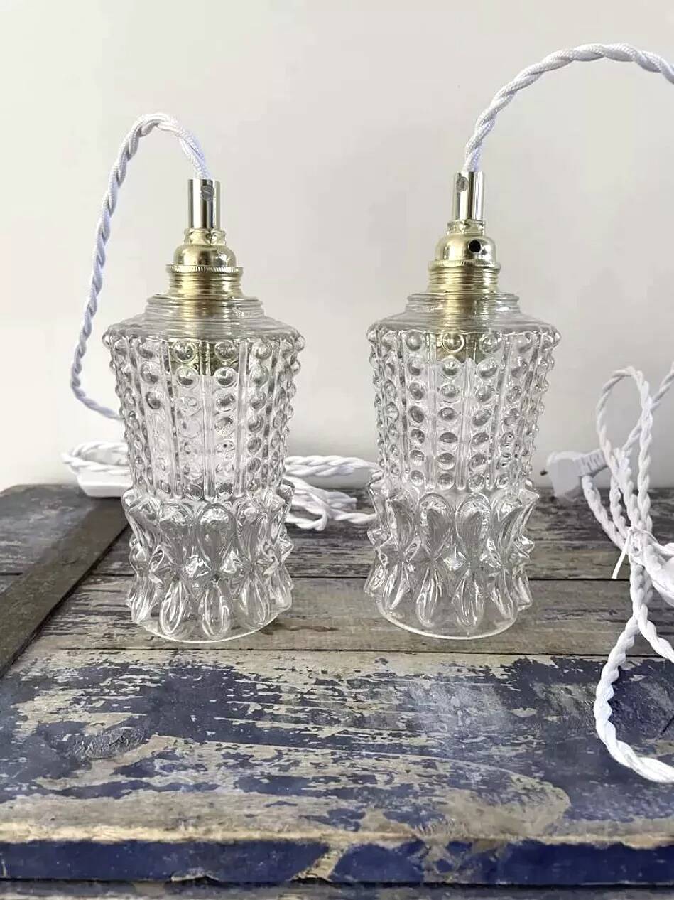 Vintage chiseled glass portable lamps