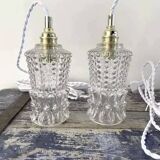 Vintage chiseled glass portable lamps
