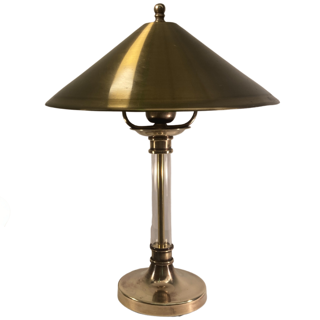Lampe de table ou de bureau art déco en lucite et laiton