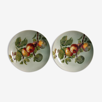Pair of decorative plates in Choisy Le Roy earthenware