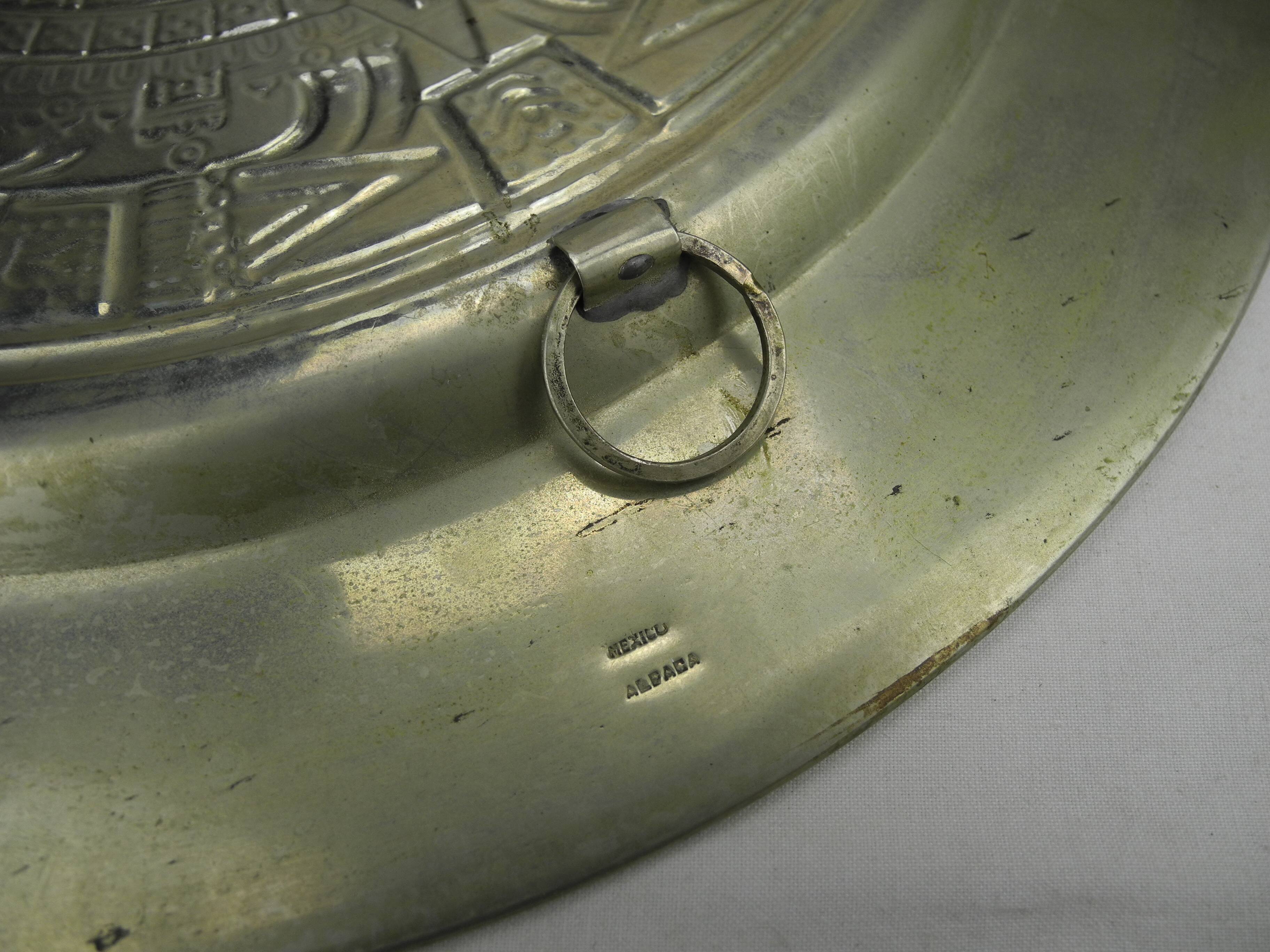 large antique wall plate Mexico alpaca Mayan calendar vintage wall plate decor