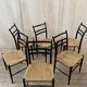 Série de 6 chaises en bois & cordes - italie 1960