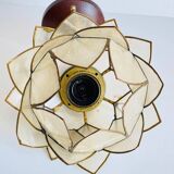 Vintage mother-of-pearl and brass flower wall lamp