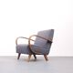 Fauteuil Jindrich Halabala en bois courbé, bouclette grise, 1930