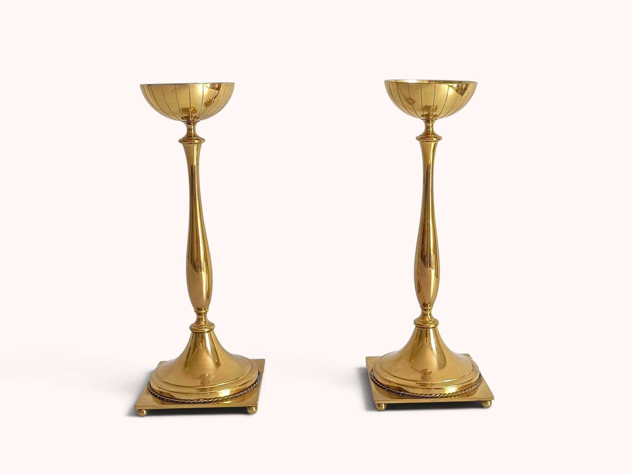 Scandinavian Modern Brass Candlesticks by Gunnar Ander for Ystad Metall