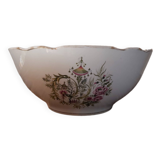 Earthenware salad bowl manufactured by Digoin Sarreguemines, Royan decor