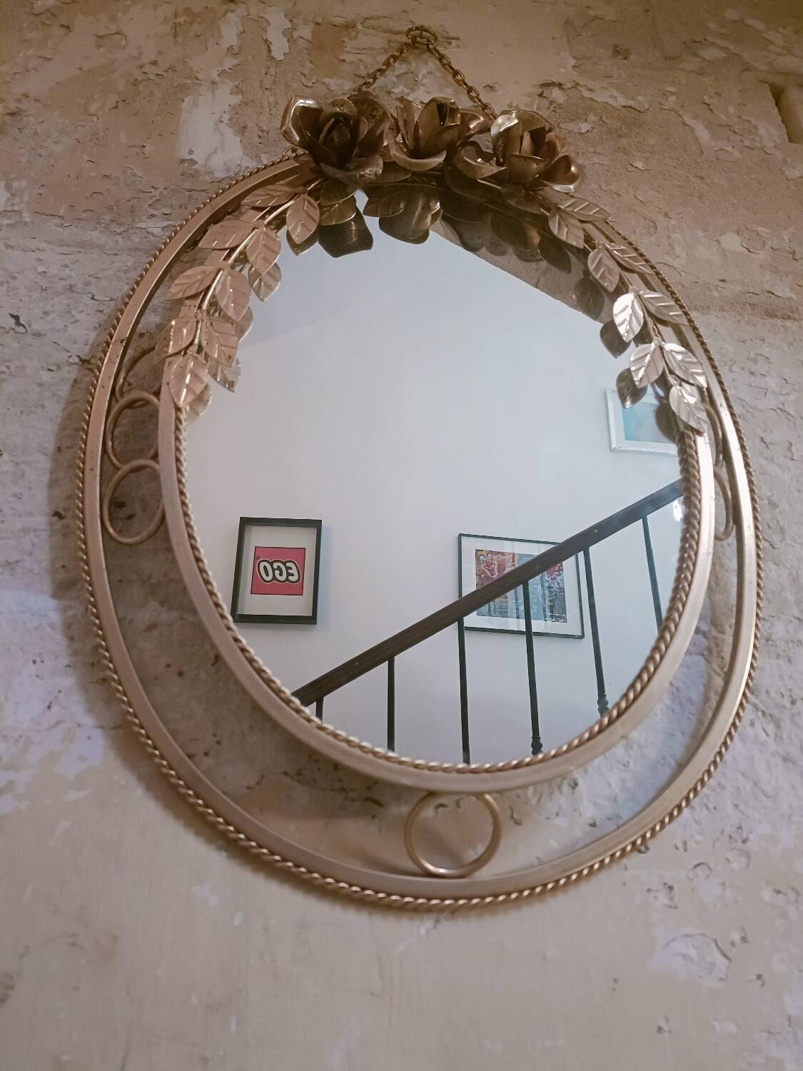 Vintage gold floral mirror