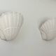 Pair of vintage shell wall lights, matte white plaster, France 1970