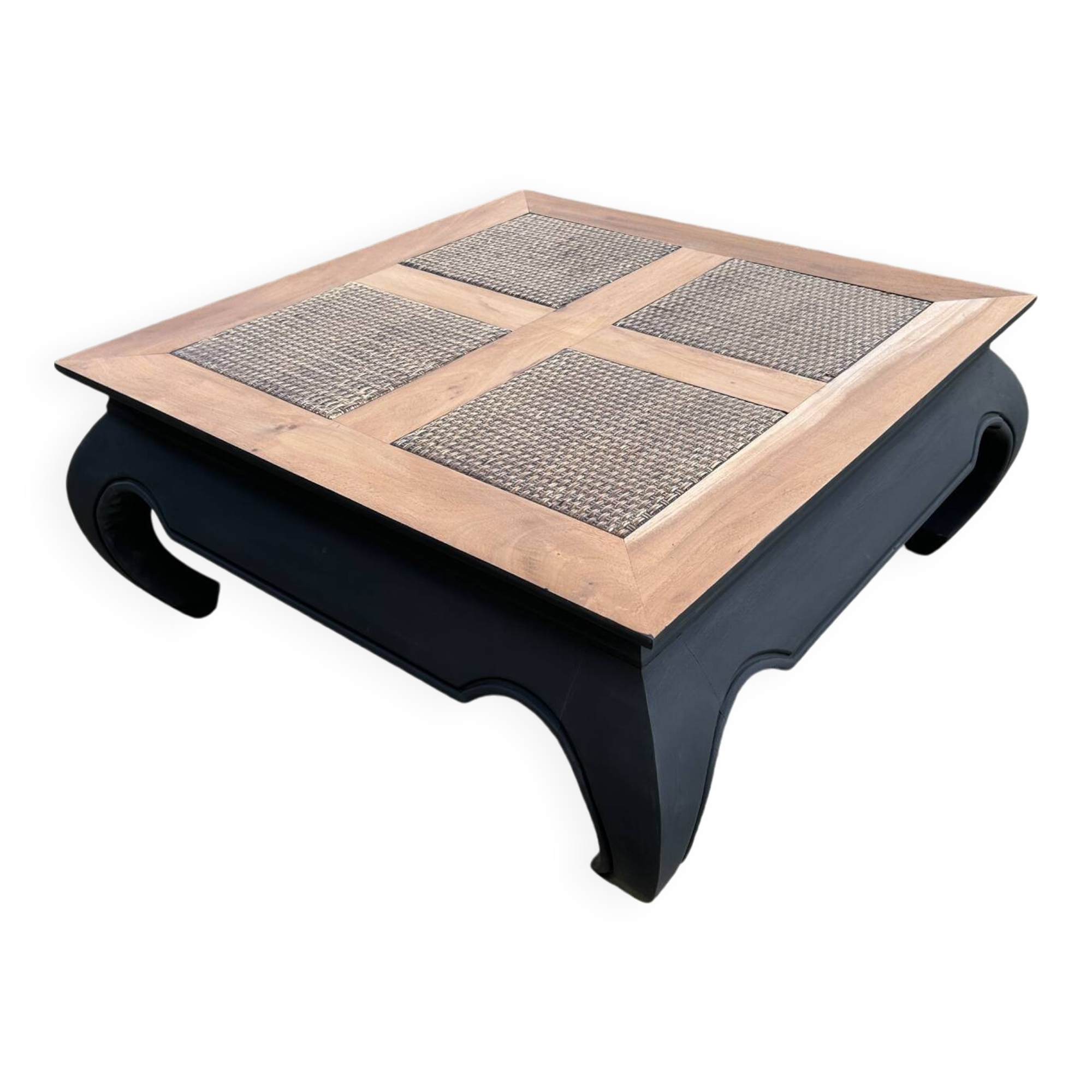 Square opium coffee table, solid teak, elephant legs