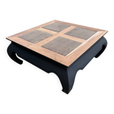 Square opium coffee table, solid teak, elephant legs