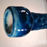 Vase signed blue modernist ceramic bottle bouhey 1973