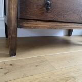 Vintage wooden chest of drawers with three drawers and brown marble top