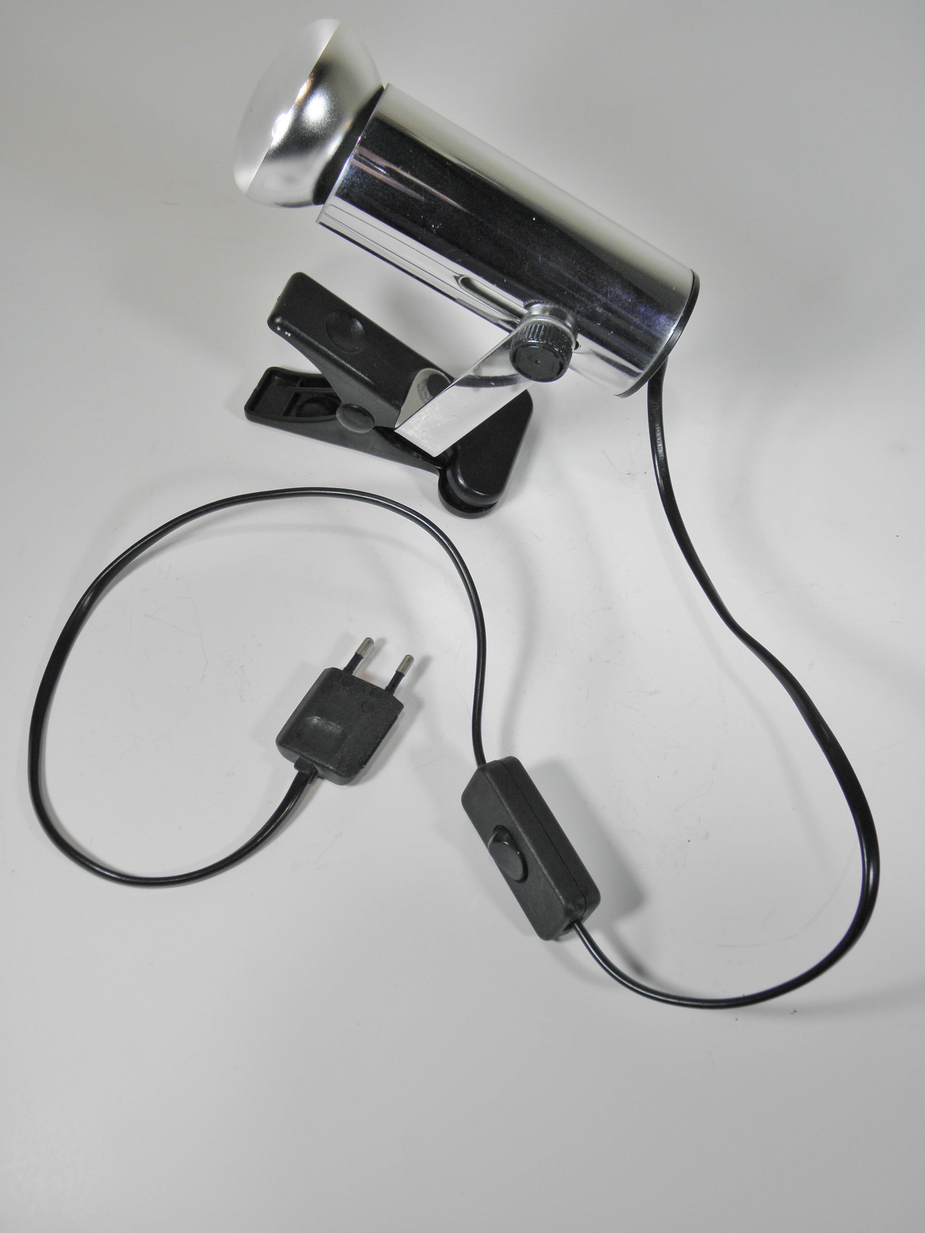 1980s Chrome Metal Clip-On Spotlight