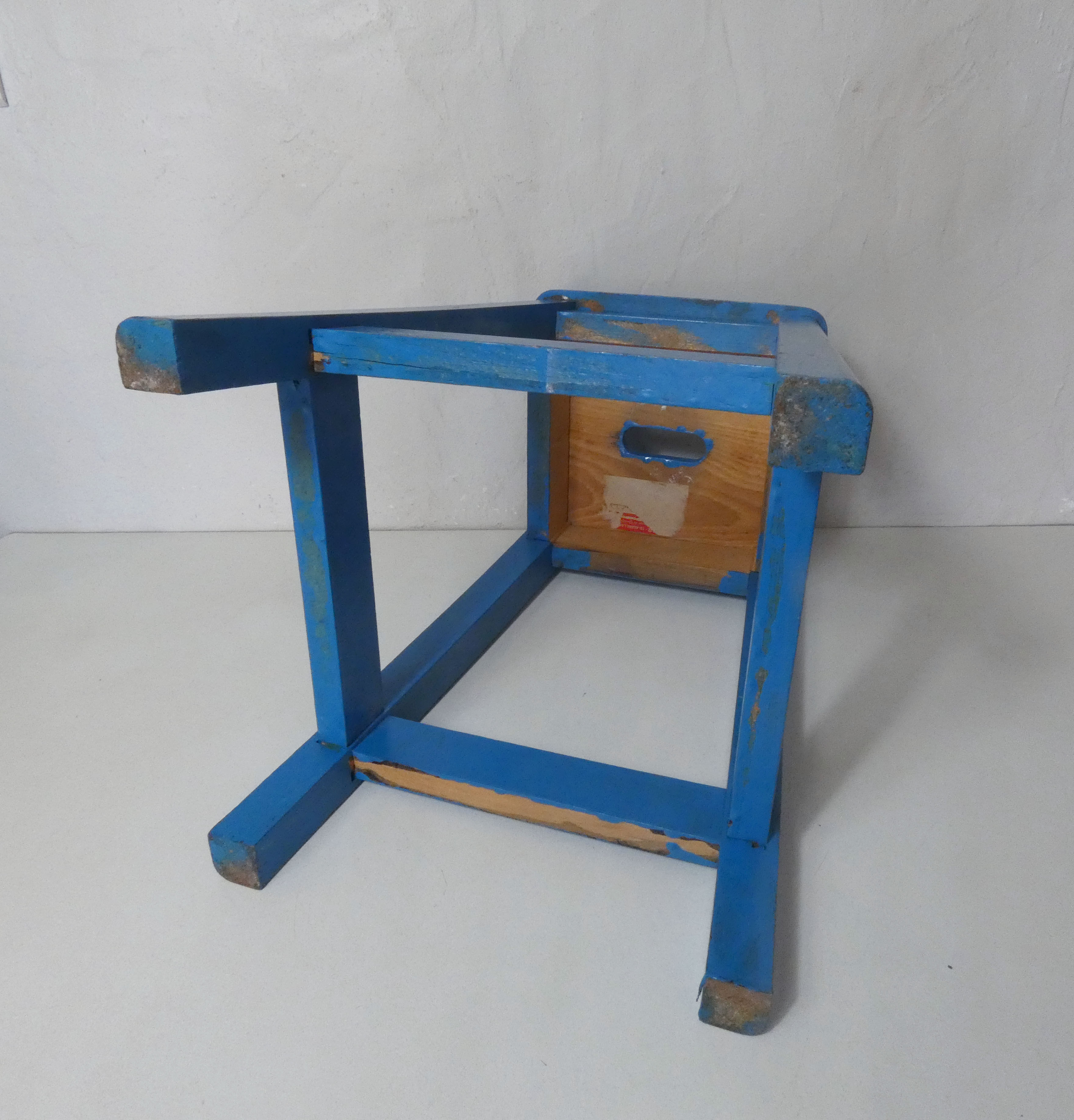Painted wooden workshop stool