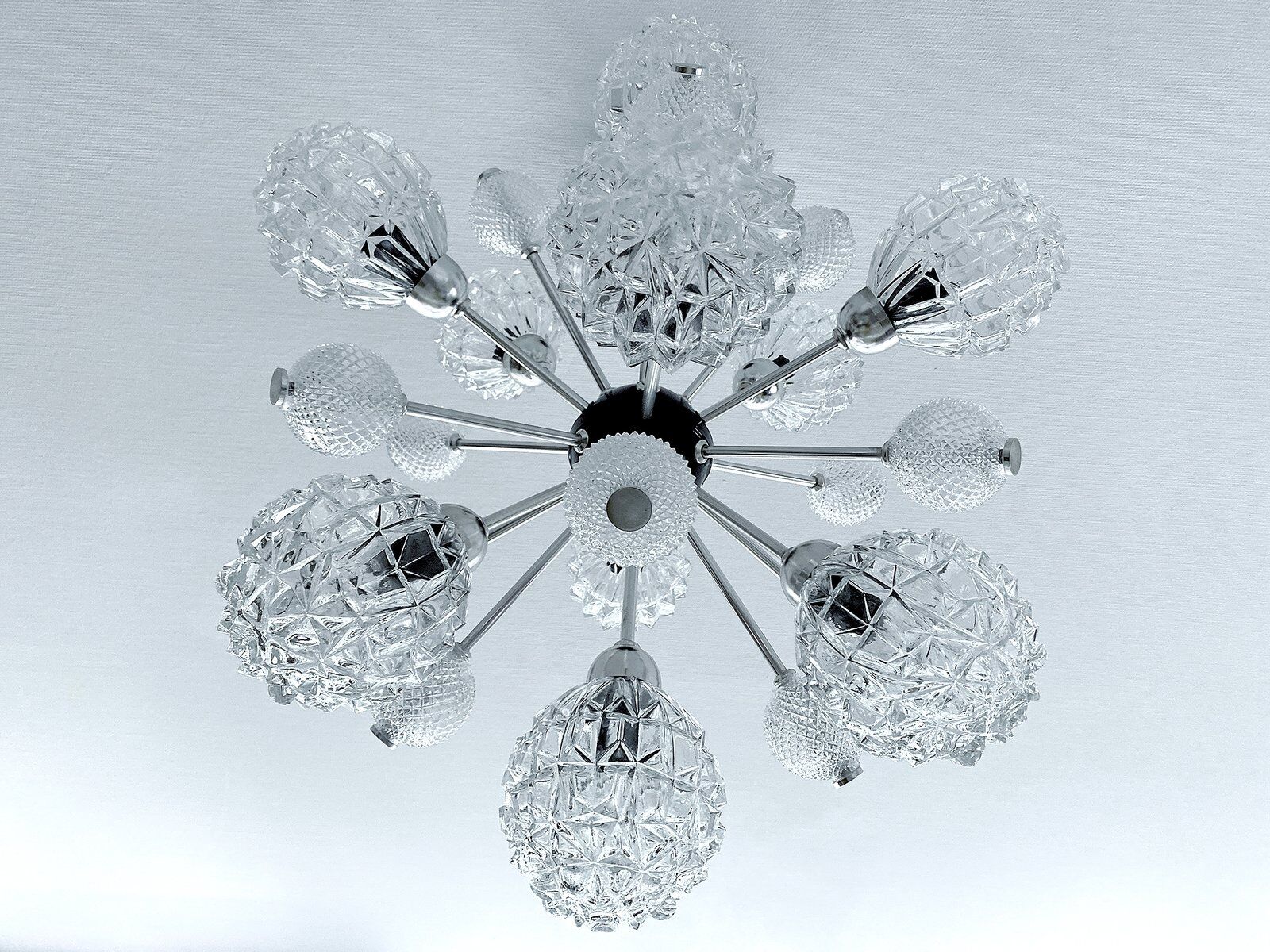 Large Sputnik glass pendant lamp, 1970s