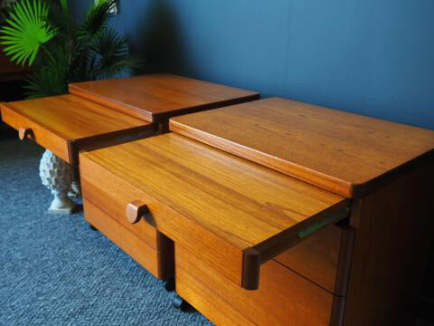 Mid century stag bedside cabinets tables in teak