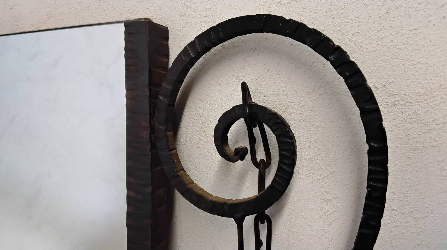 Art deco wrought iron wall mirror