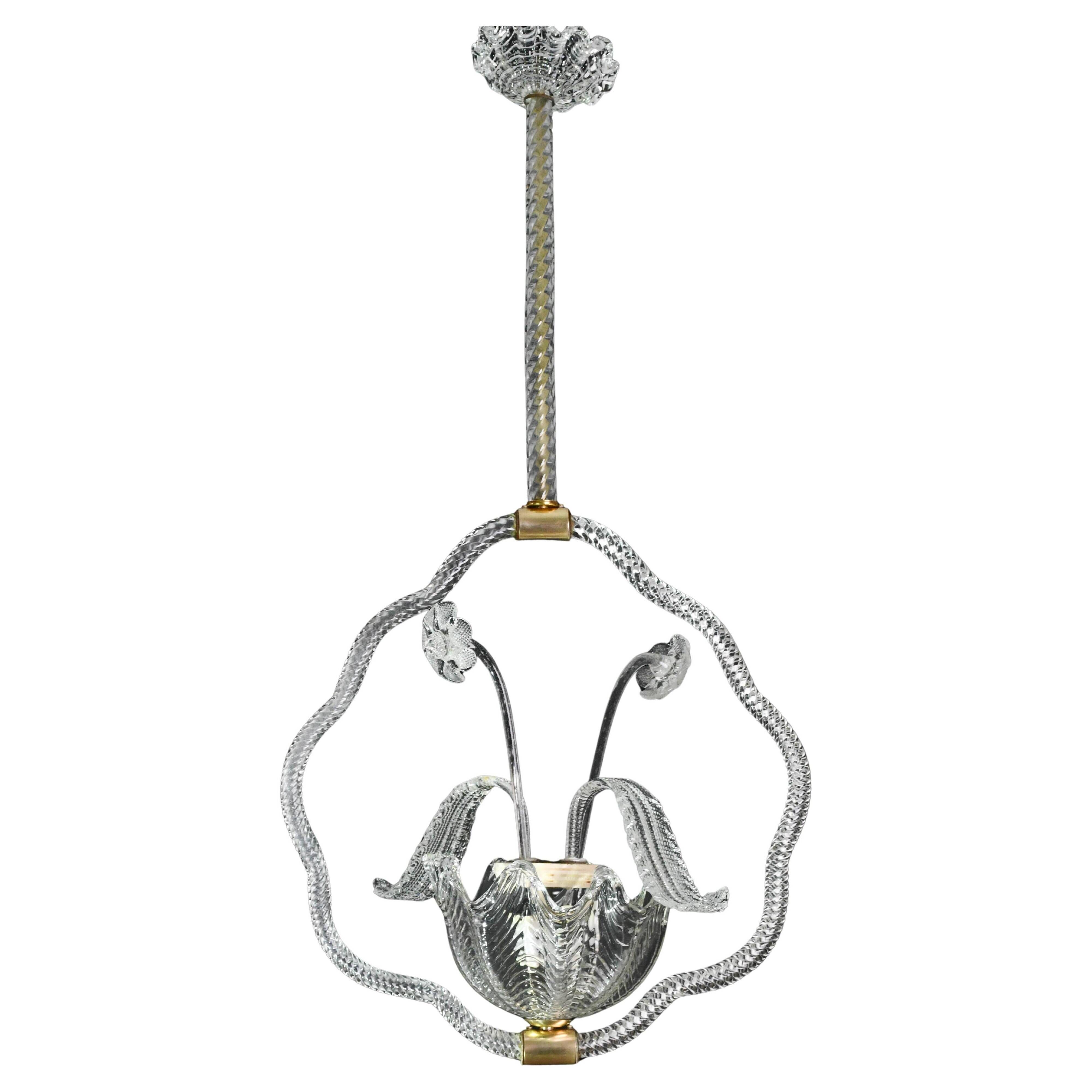Art Deco transparent Barovier e Toso light with flowers, 1940s
