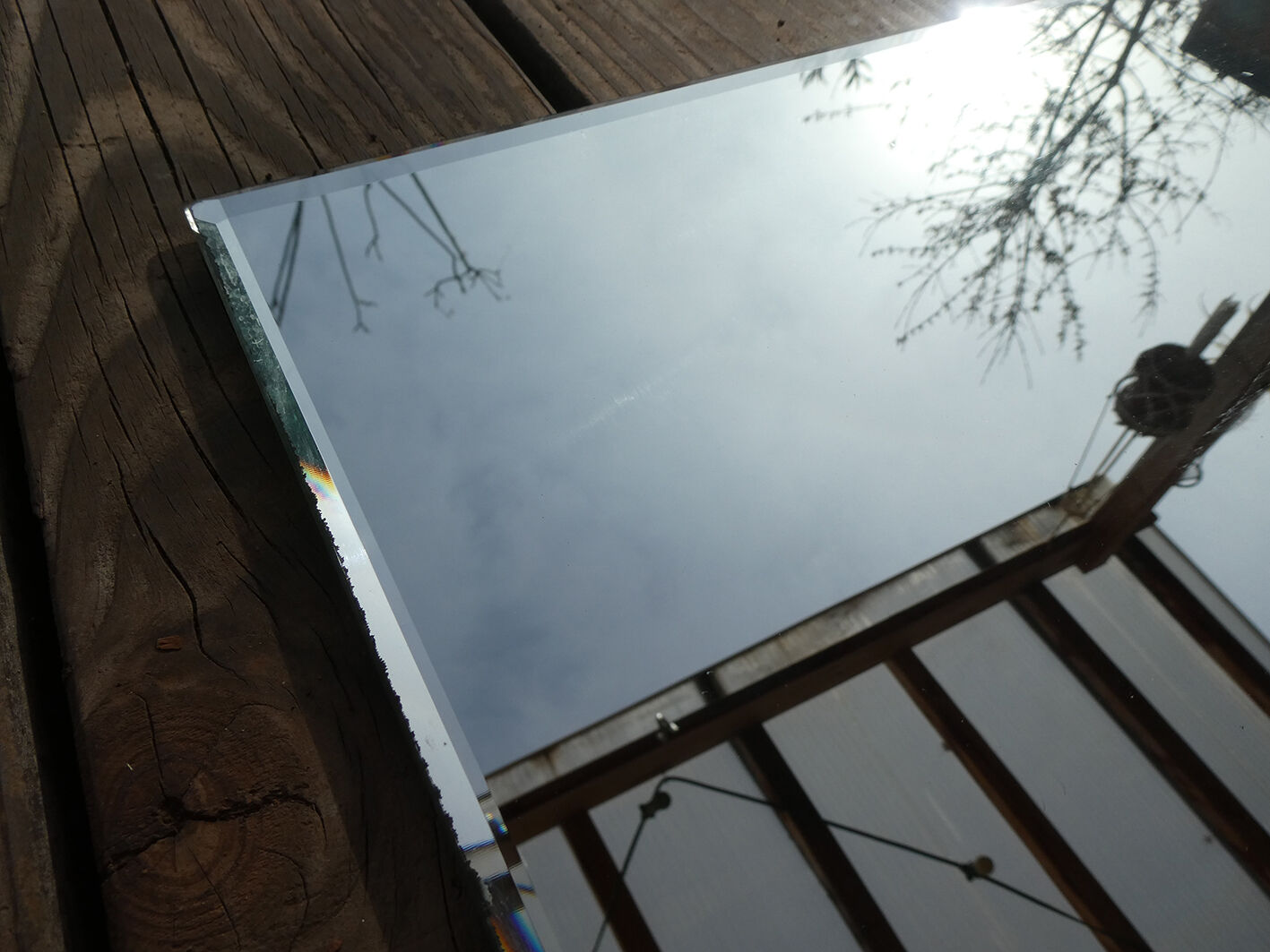Old rectangular bevelled mirror 54 x 39 cm