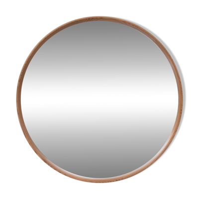 Miroir rond vintage en pin massif des années 1960, Hollande
