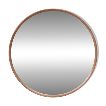 Miroir rond vintage en pin massif des années 1960, Hollande