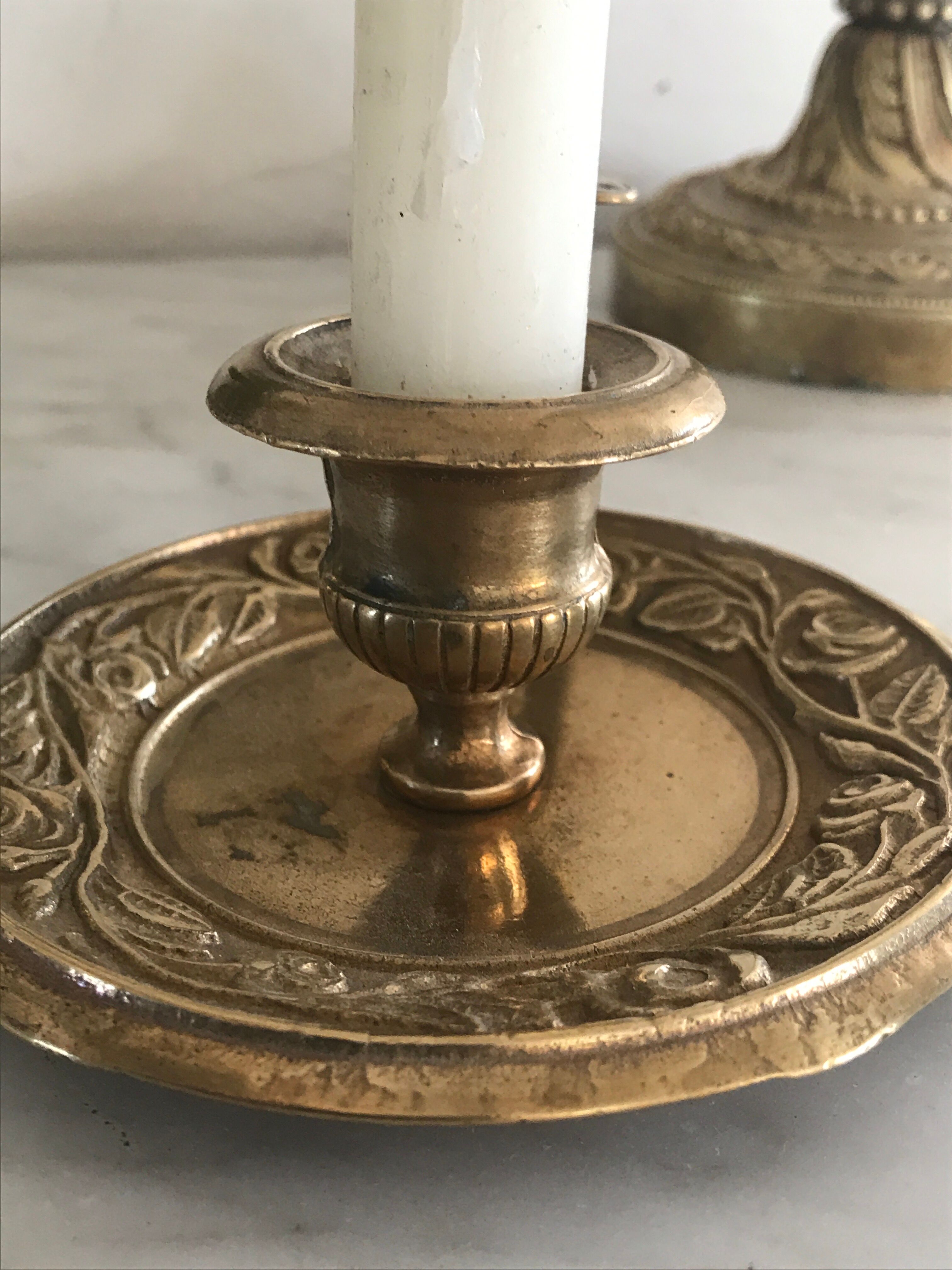 Art nouveau golden bronze candlestick