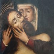 Peinture sur cuivre ancienne du XVIIe siècle - Marie avec le Christ -