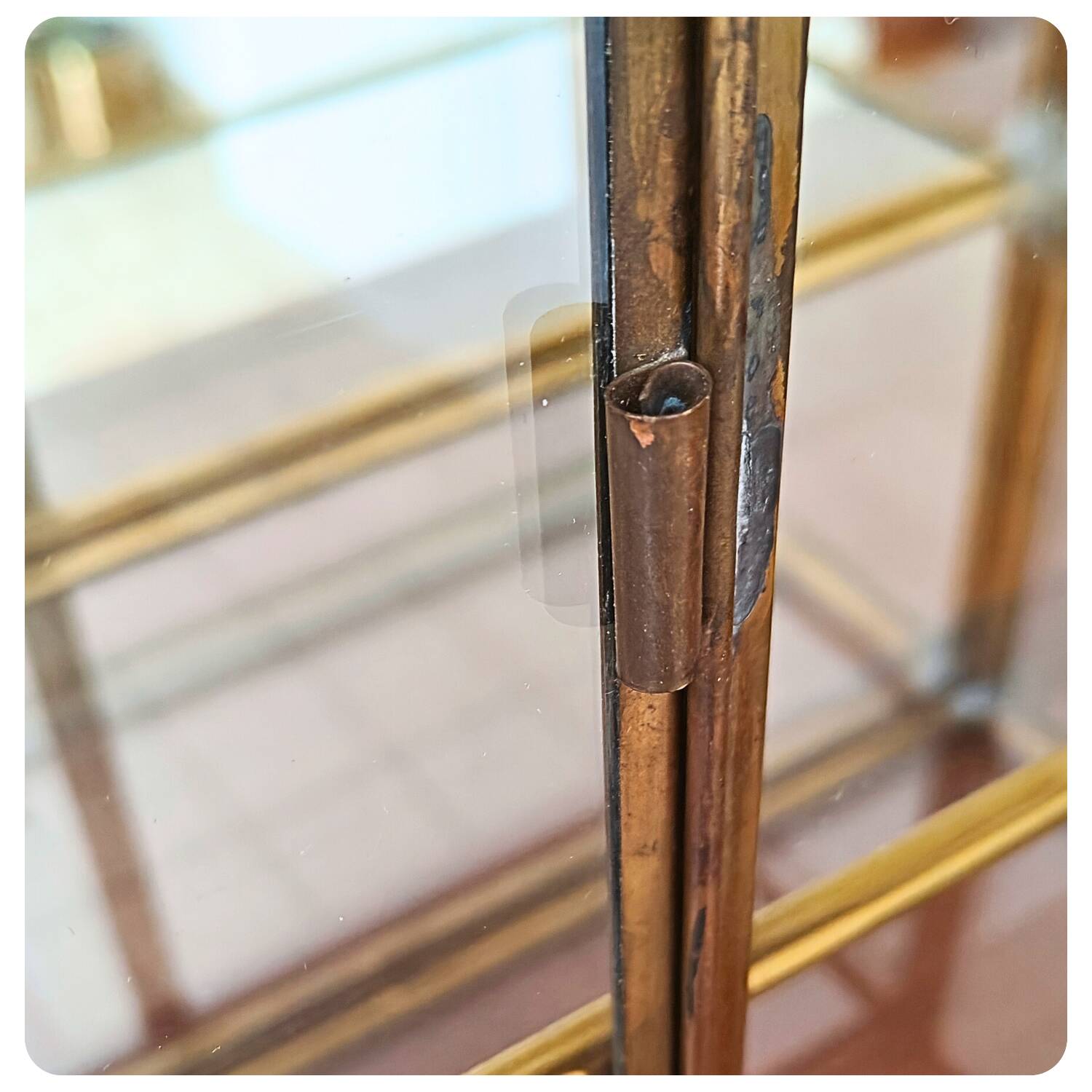 Vintage Mid Century Handmade Brass Wall Vitrine