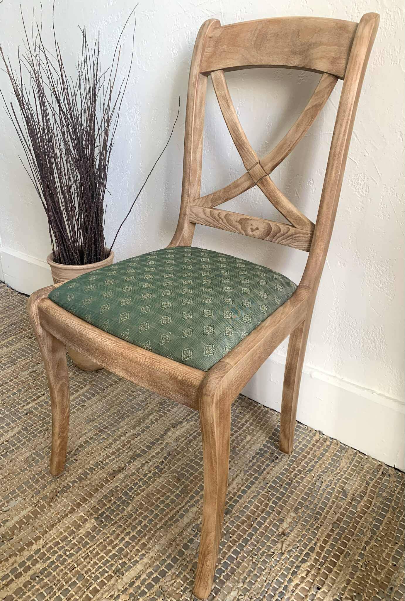 Lot de 6 chaises en bois massif assises vertes