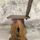 Set of six vintage brutalist wooden chairs.