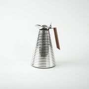 Alfi thermal carafe in ribbed silver metal with wooden handle, Germany