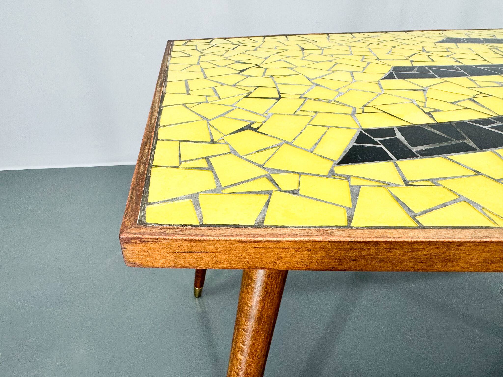 Midcetury Wood & Glass Mozaik Coffee or Side Table, Germany