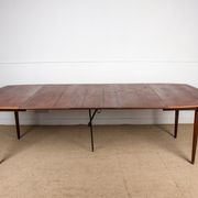 Expandable square teak dining table by Henry Walter Klein 1960