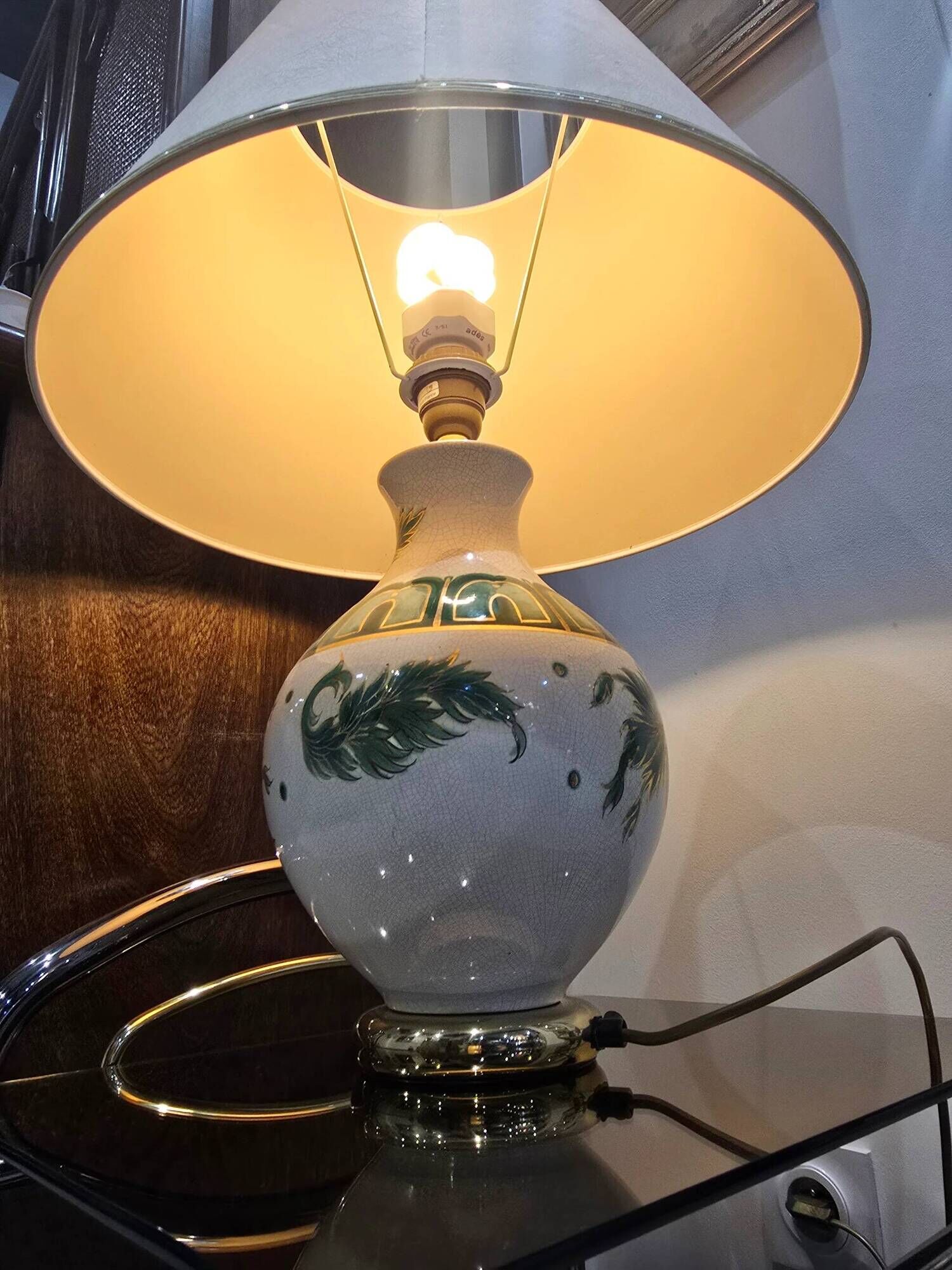 Large vintage Louis Drimmer lamp in glazed ceramic – 1970s/80s