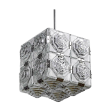 Kamenicky Senov glass cube pendant, Mid-Century modernist Glass Crystal Kinkeldey Chandelier