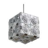 Kamenicky Senov glass cube pendant, Mid-Century modernist Glass Crystal Kinkeldey Chandelier
