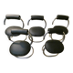 Cobra chairs in steel and black leather by Giotto Stoppino, 1970s, set of 5.