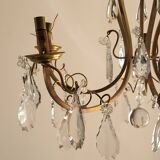 Lustre ancien en laiton et cristal