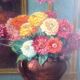 Old painting, oil on canvas "bouquet of dahlias" signed G. Müller, 20th Century School