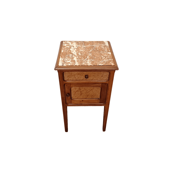 Table de chevet antique française avec plateau en marbre, début des années 1900.