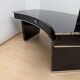 Art Deco desk in black lacquer, walnut & metal, France, 1950