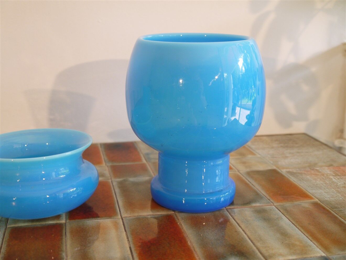 Set of Scandinavian opaline glass vases by Erik Hoglund 1960