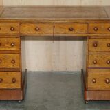 Victorian oak desk with hand-dyed leather.