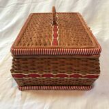 Vintage wicker and "scoubidou" box