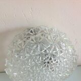 Vintage structured glass round ceiling lamp 60s-70s