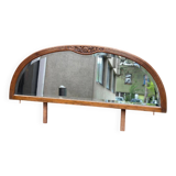 Art Deco concave mirror, arc-shaped, carved in solid wood, 1940.