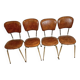 4 chairs in brown skai and chrome metal bases from the 60s