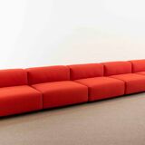 Vitra modular soft 5-seat sofa by Jasper Morrison in red Fabric