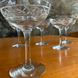 5 old champagne glasses