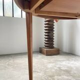 Scandinavian round teak table with extension